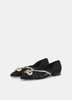 Liu Jo Bailarinas de encaje con logotipo de pedrería-Mujer Mocasines