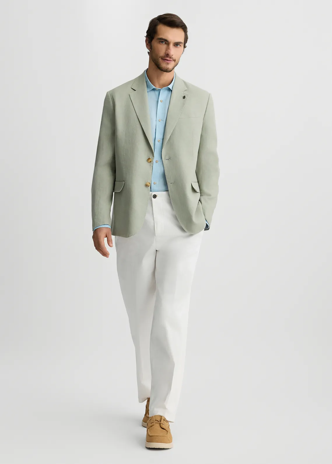 Liu Jo Blazer color salvia 100% lino-Hombre Americanas Y Chalecos