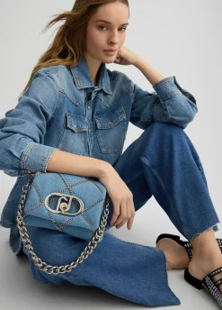 Liu Jo Bolso pequeño LaPuffy en denim con cadenas-Mujer Bolsos Bandoleras|Lapuffy