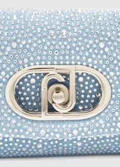 Liu Jo Bolso pequeño LaPuffy en denim con strass-Mujer Bolsos Bandoleras|Lapuffy