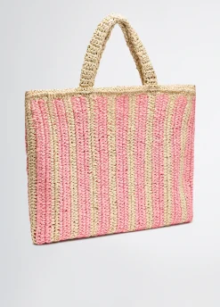 Liu Jo Bolso tote mediano de rafia a rayas-Mujer Tote Bags|Moda Baño