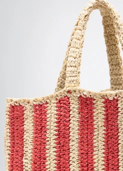 Liu Jo Bolso tote mediano de rafia a rayas-Mujer Tote Bags|Moda Baño