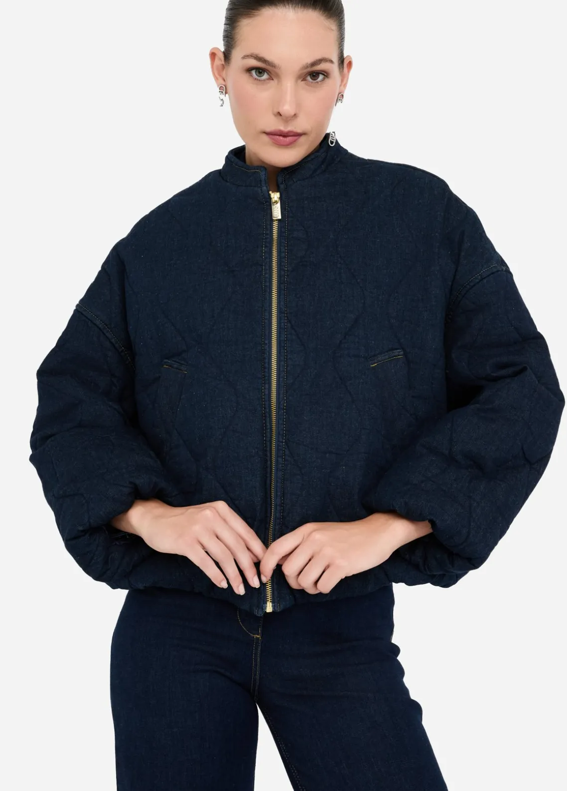Liu Jo Bomber de denim acolchado-Mujer Abrigos Y Chalecos