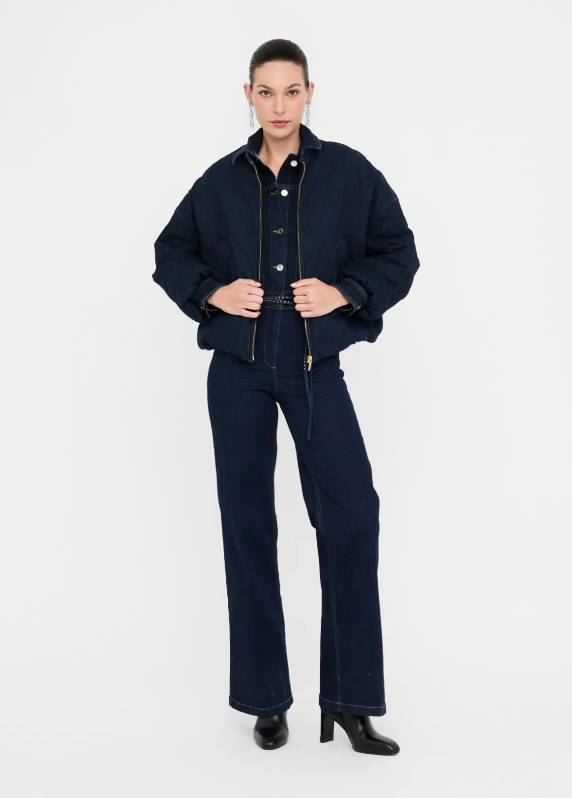 Liu Jo Bomber de denim acolchado-Mujer Abrigos Y Chalecos