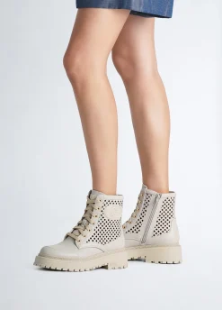 Liu Jo Botas militares de piel perforada-Mujer Botas Y Botines