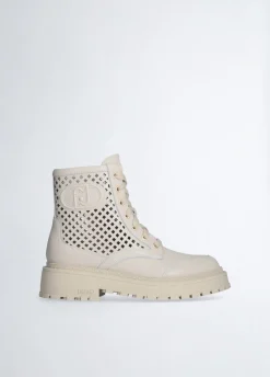 Liu Jo Botas militares de piel perforada-Mujer Botas Y Botines