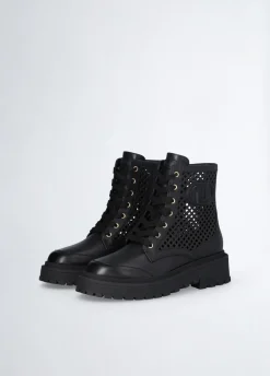 Liu Jo Botas militares de piel perforada-Mujer Botas Y Botines