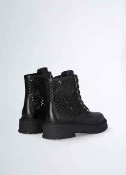 Liu Jo Botas militares de piel perforada-Mujer Botas Y Botines