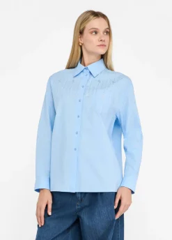Liu Jo Camisa de algodón con strass-Mujer Camisas Y Blusas