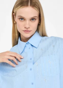 Liu Jo Camisa de algodón con strass-Mujer Camisas Y Blusas
