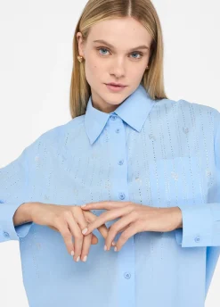 Liu Jo Camisa de algodón con strass-Mujer Camisas Y Blusas