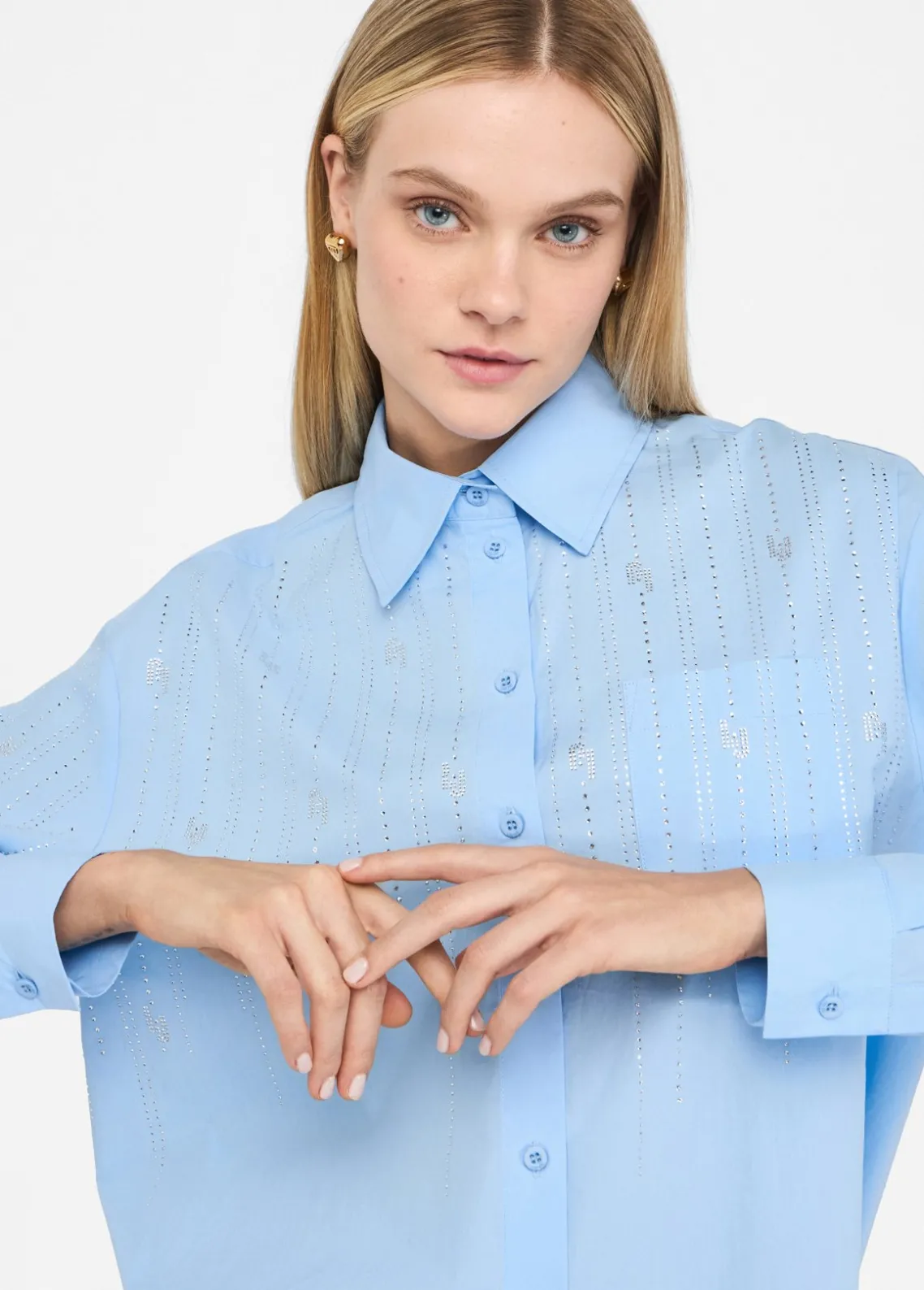 Liu Jo Camisa de algodón con strass-Mujer Camisas Y Blusas