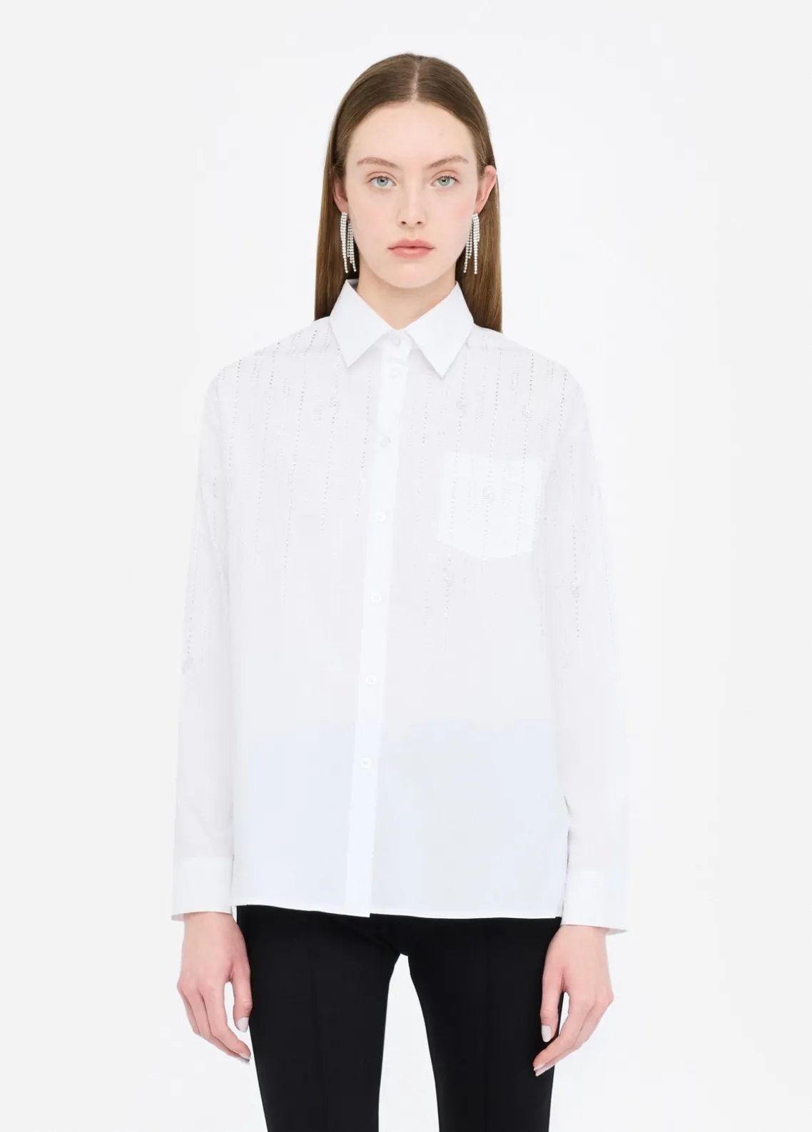 Liu Jo Camisa de algodón con strass-Mujer Camisas Y Blusas