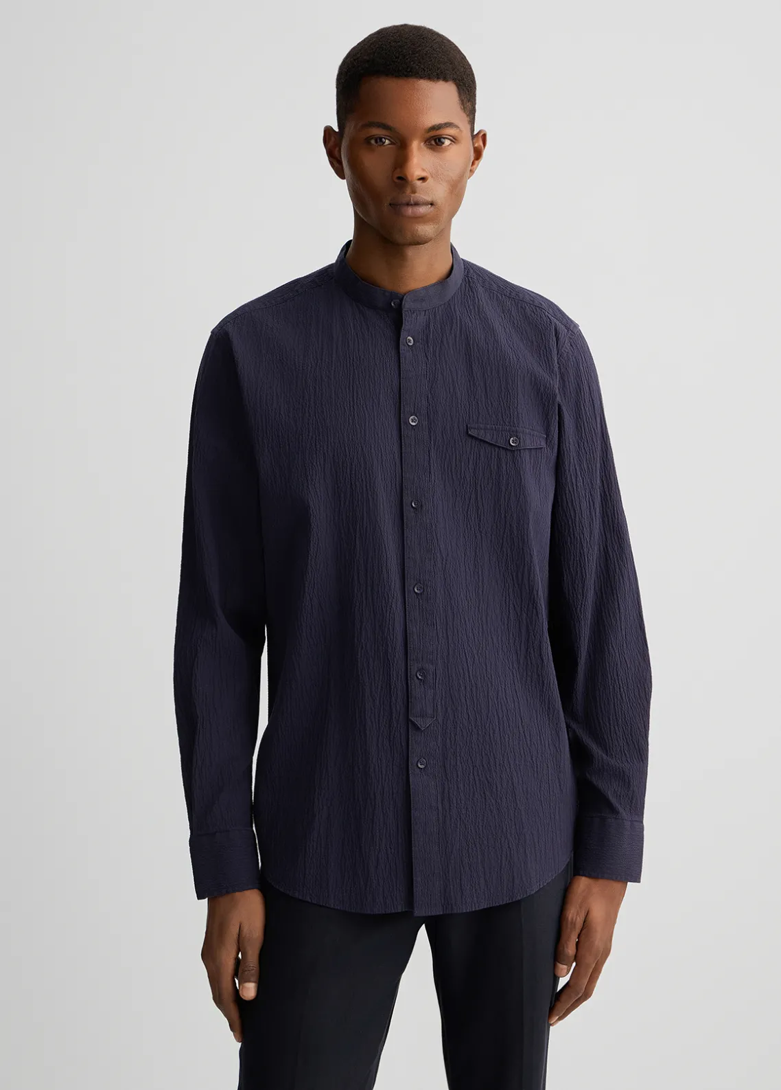 Liu Jo Camisa de Cuello Mao-Hombre Camisas