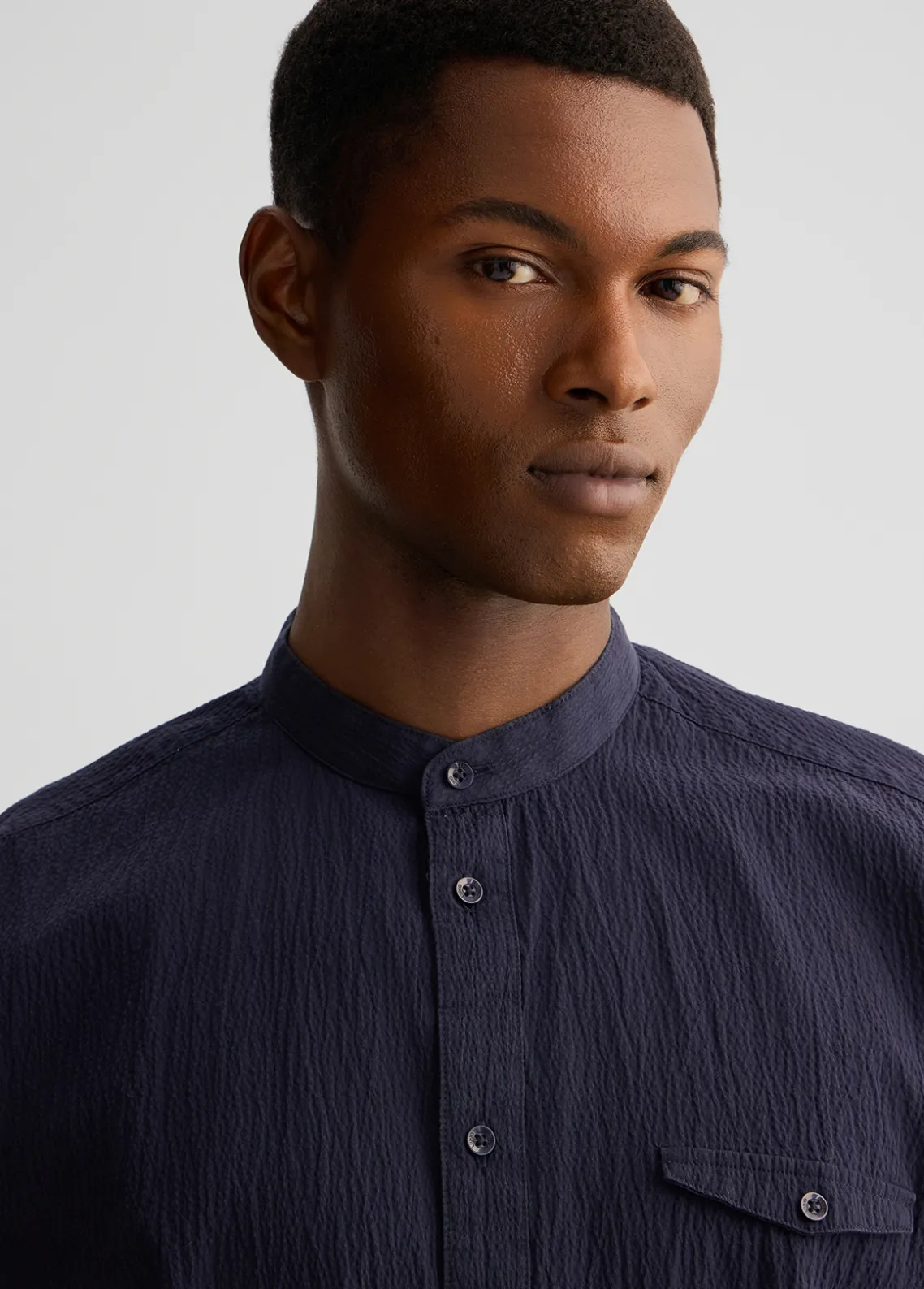 Liu Jo Camisa de Cuello Mao-Hombre Camisas
