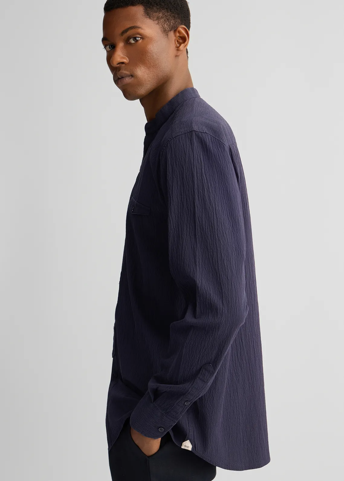 Liu Jo Camisa de Cuello Mao-Hombre Camisas