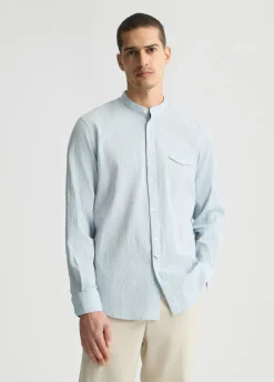 Liu Jo Camisa de Cuello Mao-Hombre Camisas