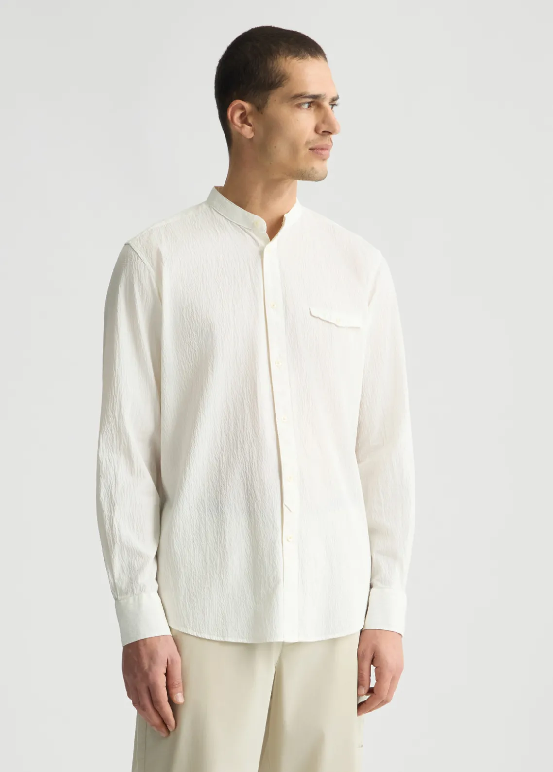 Liu Jo Camisa de Cuello Mao-Hombre Camisas