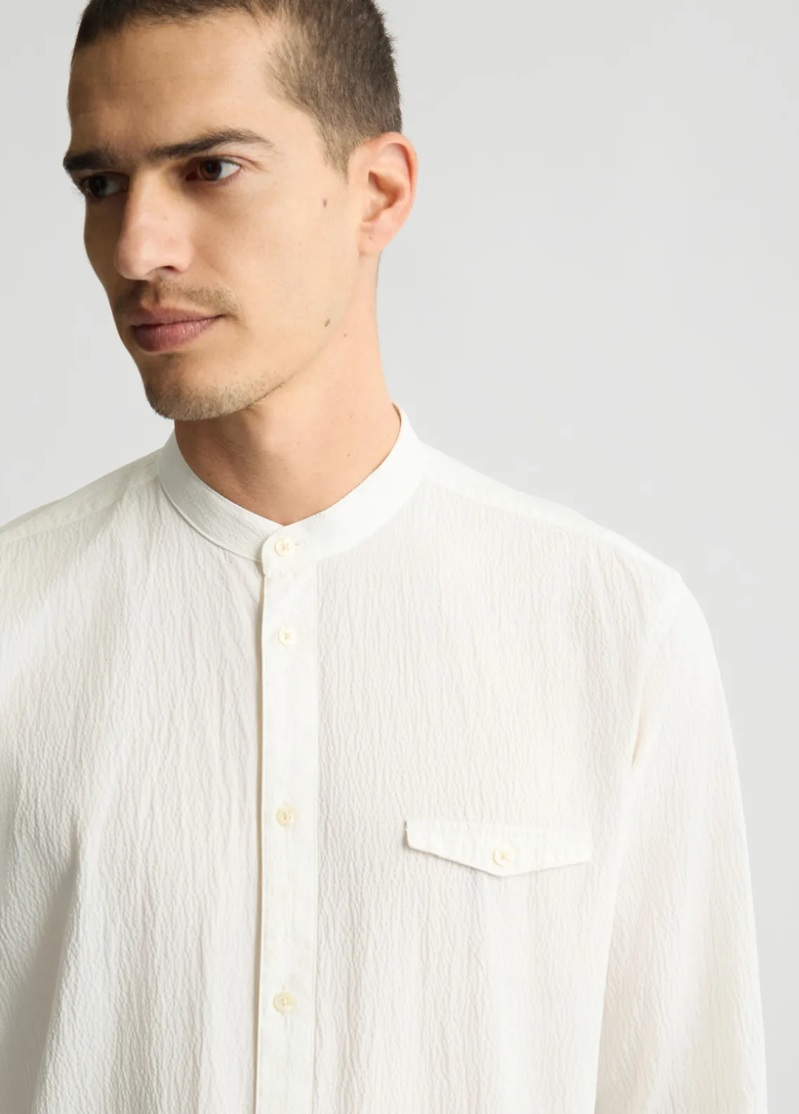 Liu Jo Camisa de Cuello Mao-Hombre Camisas