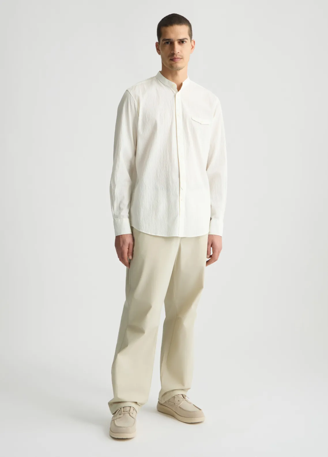 Liu Jo Camisa de Cuello Mao-Hombre Camisas