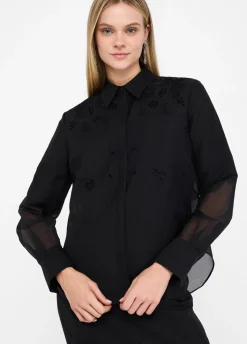 Liu Jo Camisa de organza con bordados-Mujer Camisas Y Blusas