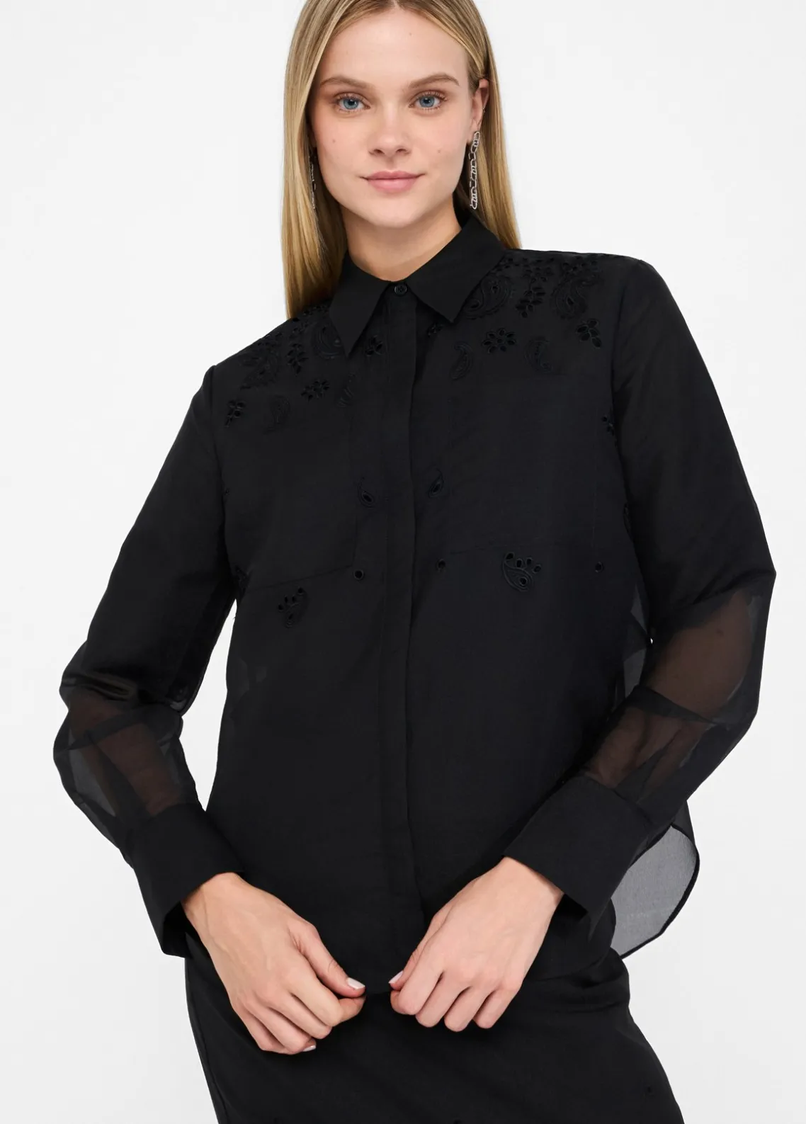 Liu Jo Camisa de organza con bordados-Mujer Camisas Y Blusas