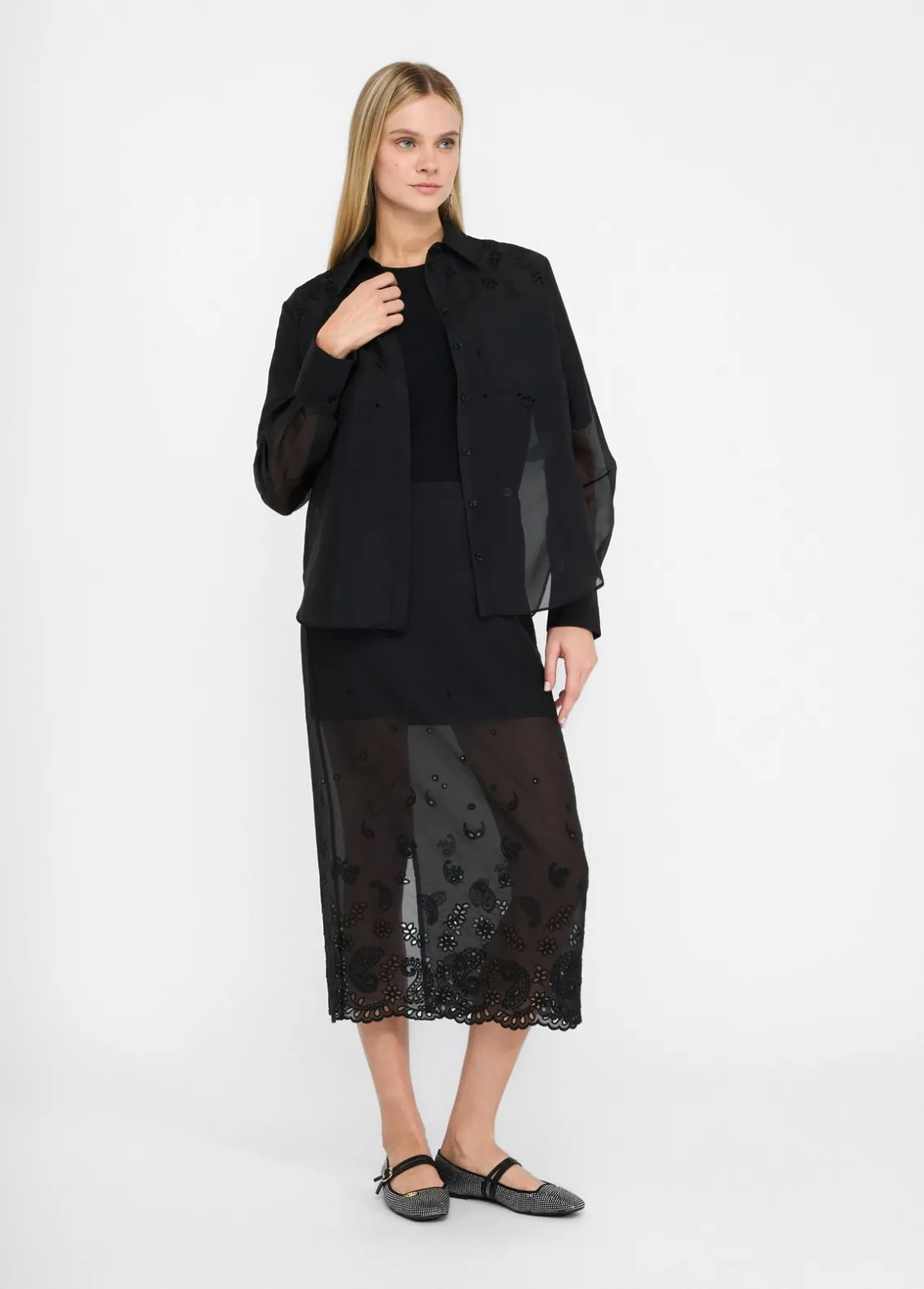 Liu Jo Camisa de organza con bordados-Mujer Camisas Y Blusas