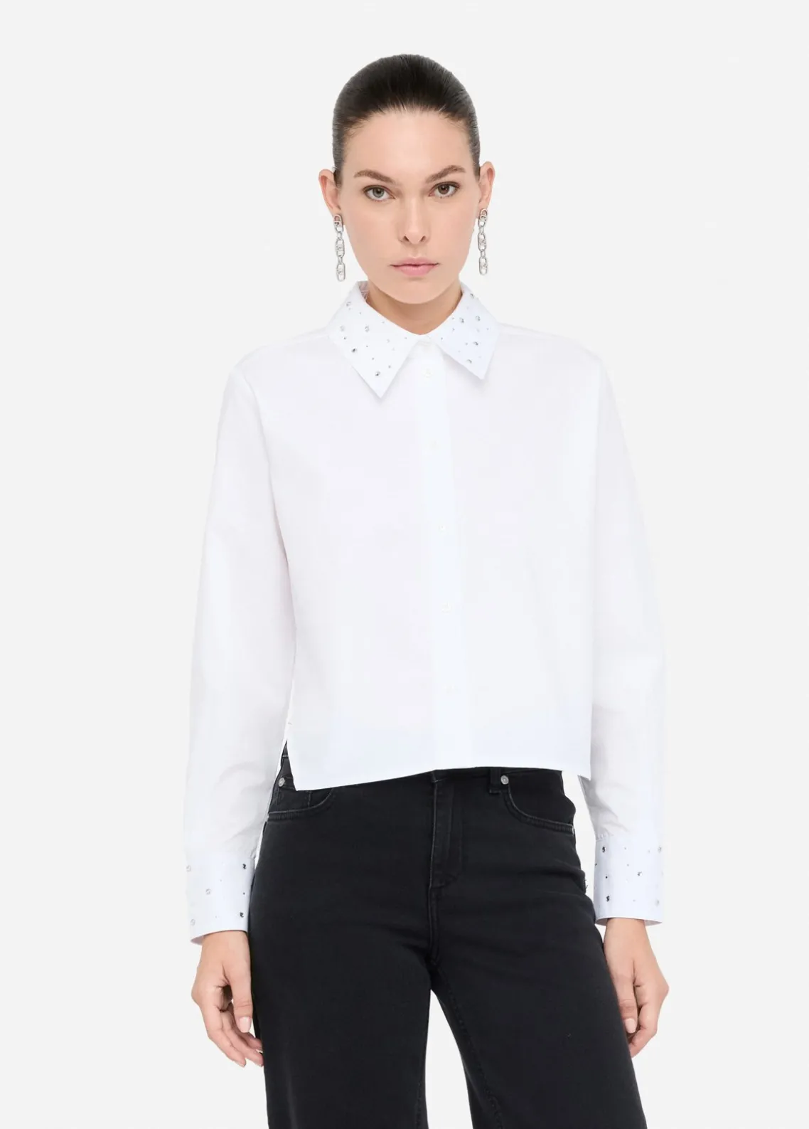 Liu Jo Camisa de popelina con strass-Mujer Camisas Y Blusas