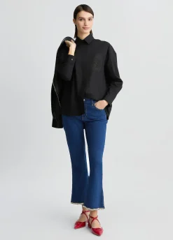 Liu Jo Camisa de popelina con strass-Mujer Camisas Y Blusas