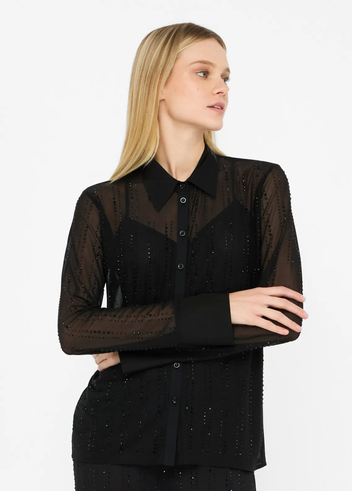 Liu Jo Camisa de tul con strass-Mujer Camisas Y Blusas