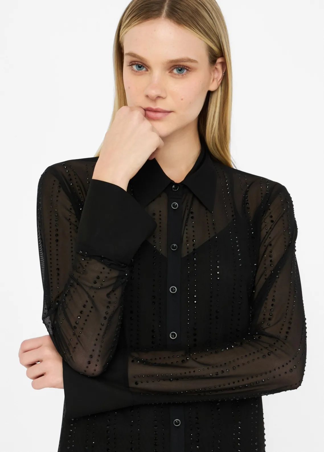 Liu Jo Camisa de tul con strass-Mujer Camisas Y Blusas