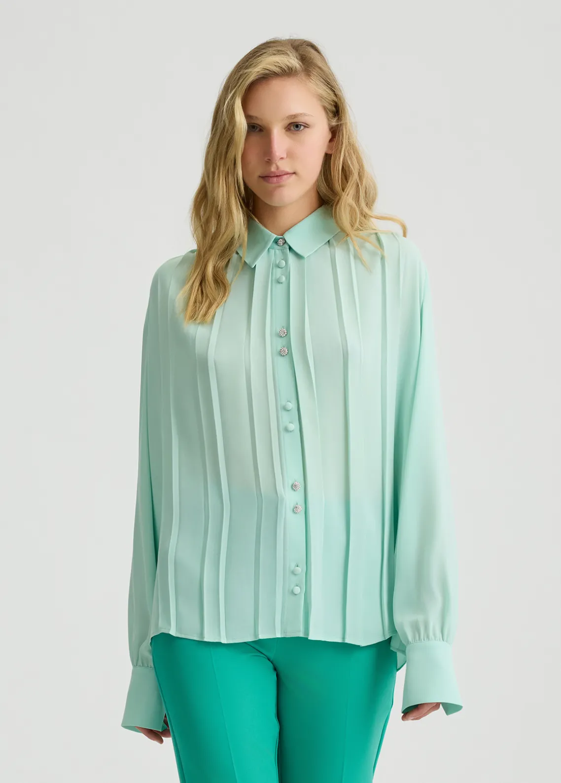 Liu Jo Camisa plisada de georgette-Mujer Camisas Y Blusas