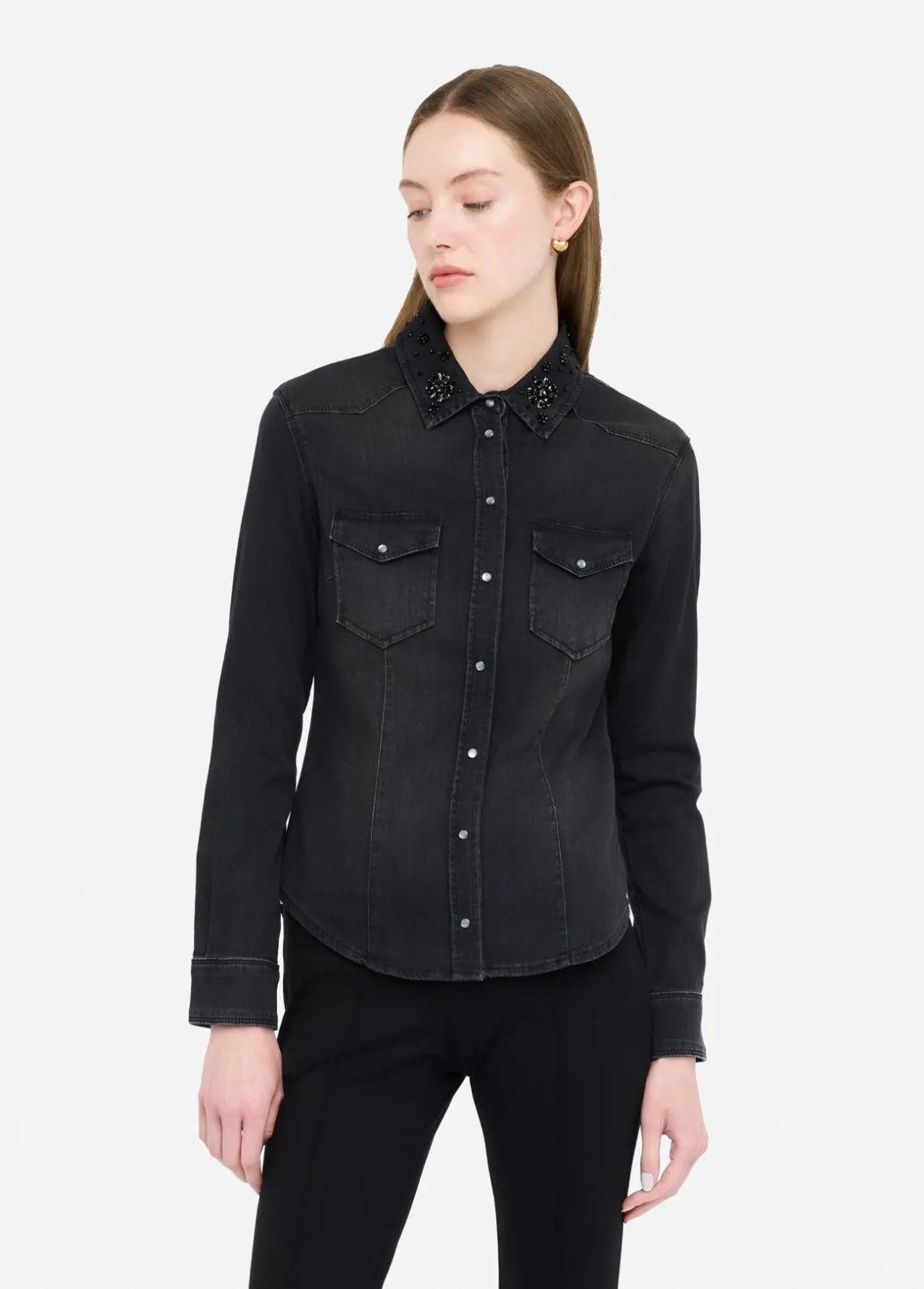 Liu Jo Camisa vaquera con strass-Mujer Camisas Y Blusas