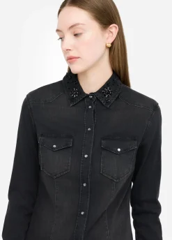 Liu Jo Camisa vaquera con strass-Mujer Camisas Y Blusas