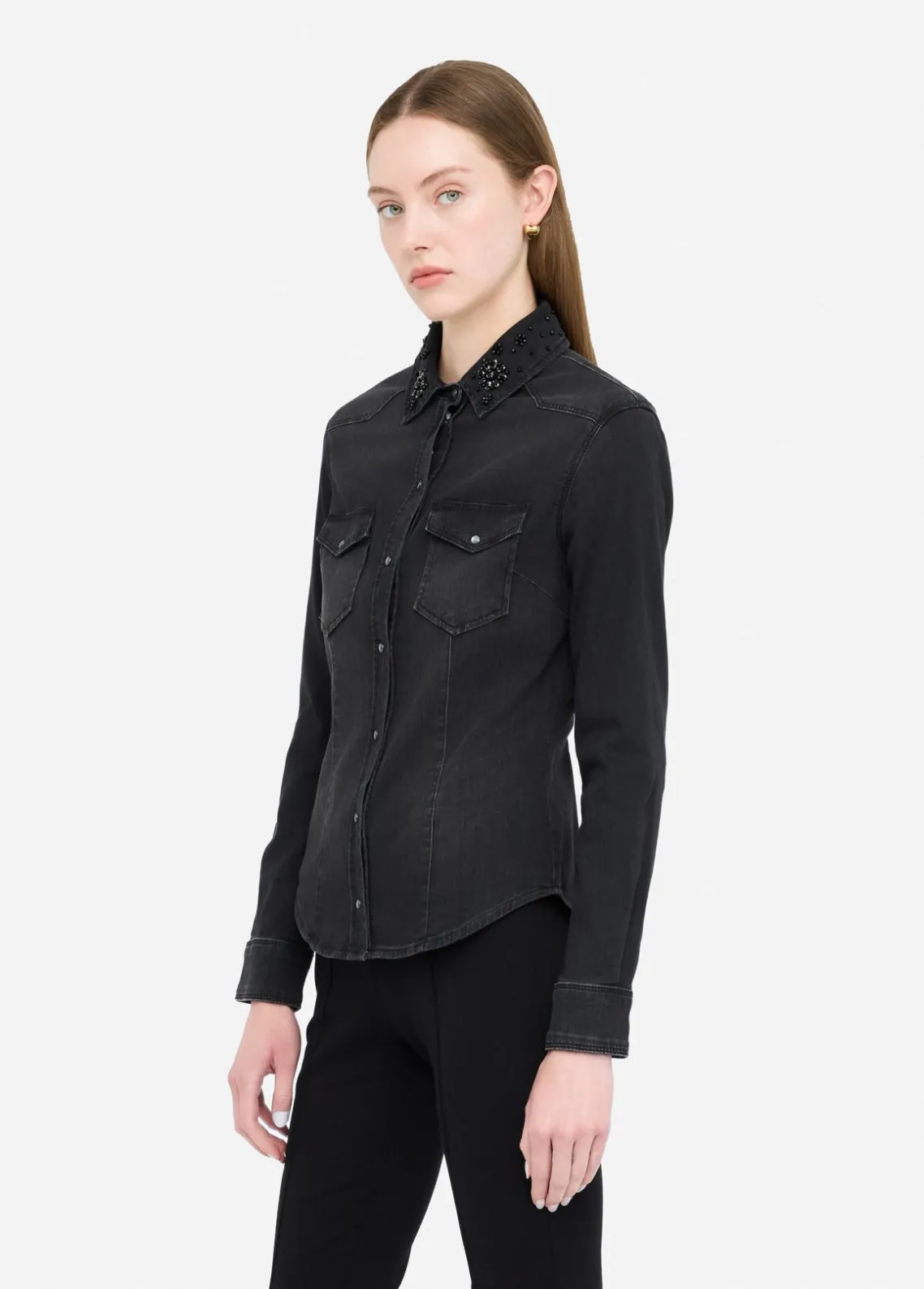 Liu Jo Camisa vaquera con strass-Mujer Camisas Y Blusas