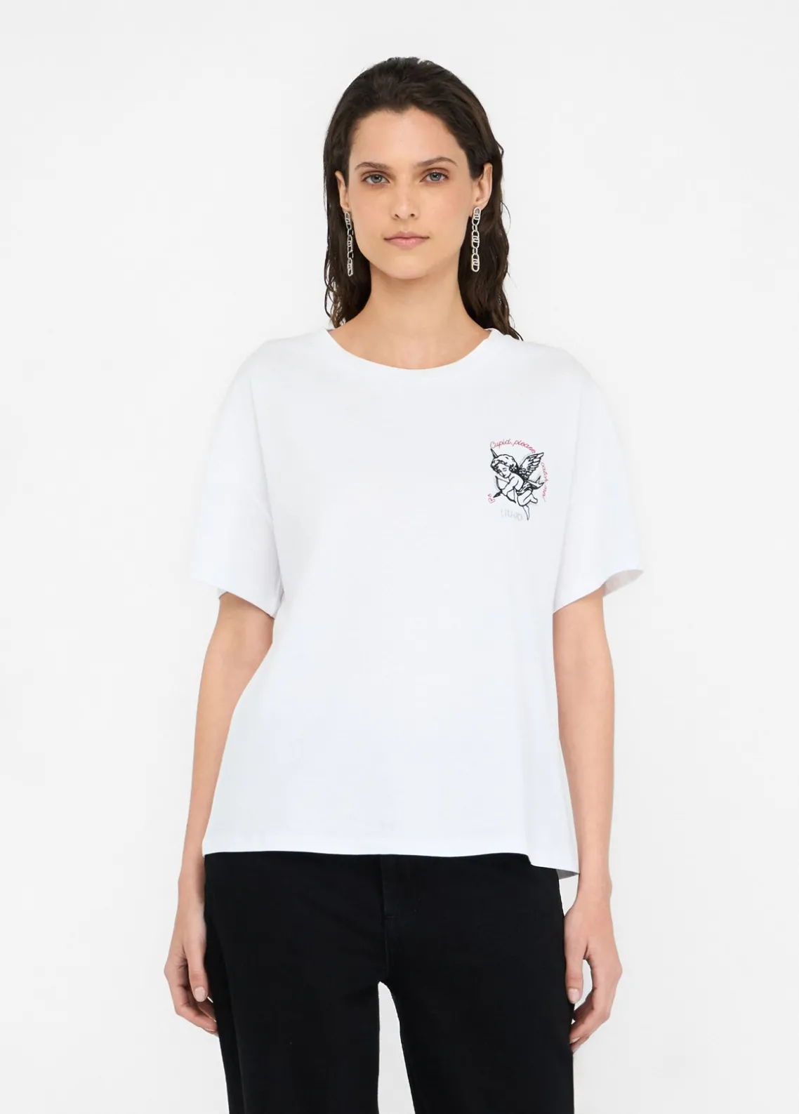 Liu Jo Camiseta con bordado y strass-Mujer Camisetas Y Tops