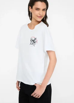 Liu Jo Camiseta con bordado y strass-Mujer Camisetas Y Tops
