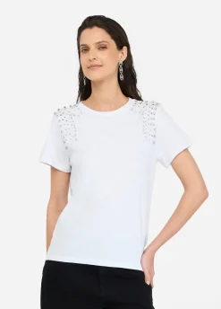 Liu Jo Camiseta con bordados de pedrería-Mujer Camisetas Y Tops