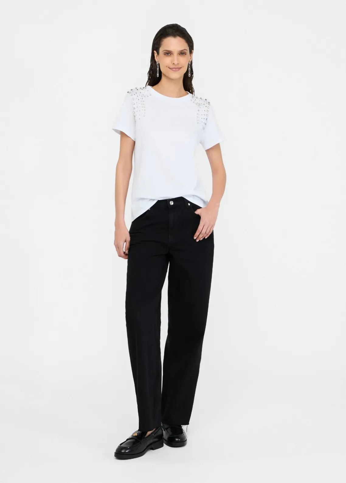 Liu Jo Camiseta con bordados de pedrería-Mujer Camisetas Y Tops