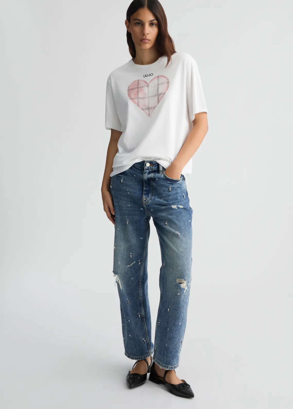 Liu Jo Camiseta con corazón y strass-Mujer Camisetas Y Tops