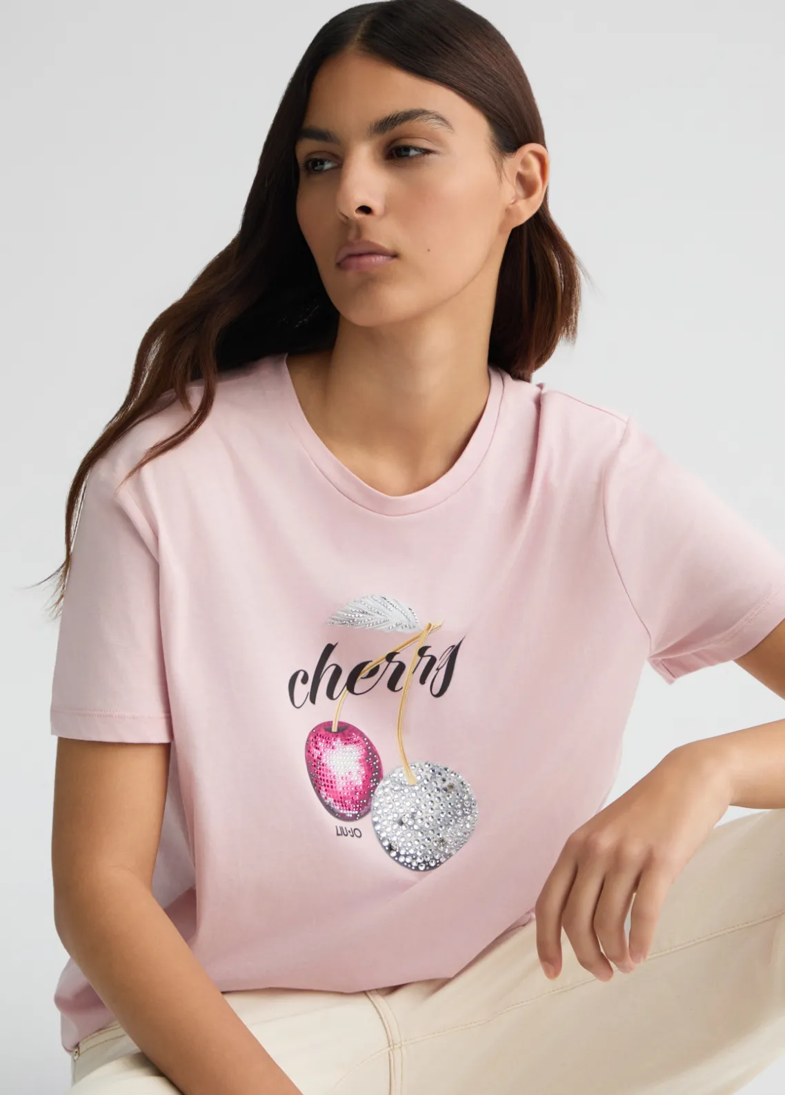Liu Jo Camiseta con estampado y strass-Mujer Camisetas Y Tops