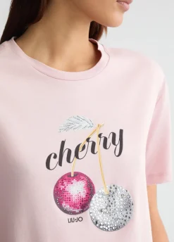 Liu Jo Camiseta con estampado y strass-Mujer Camisetas Y Tops