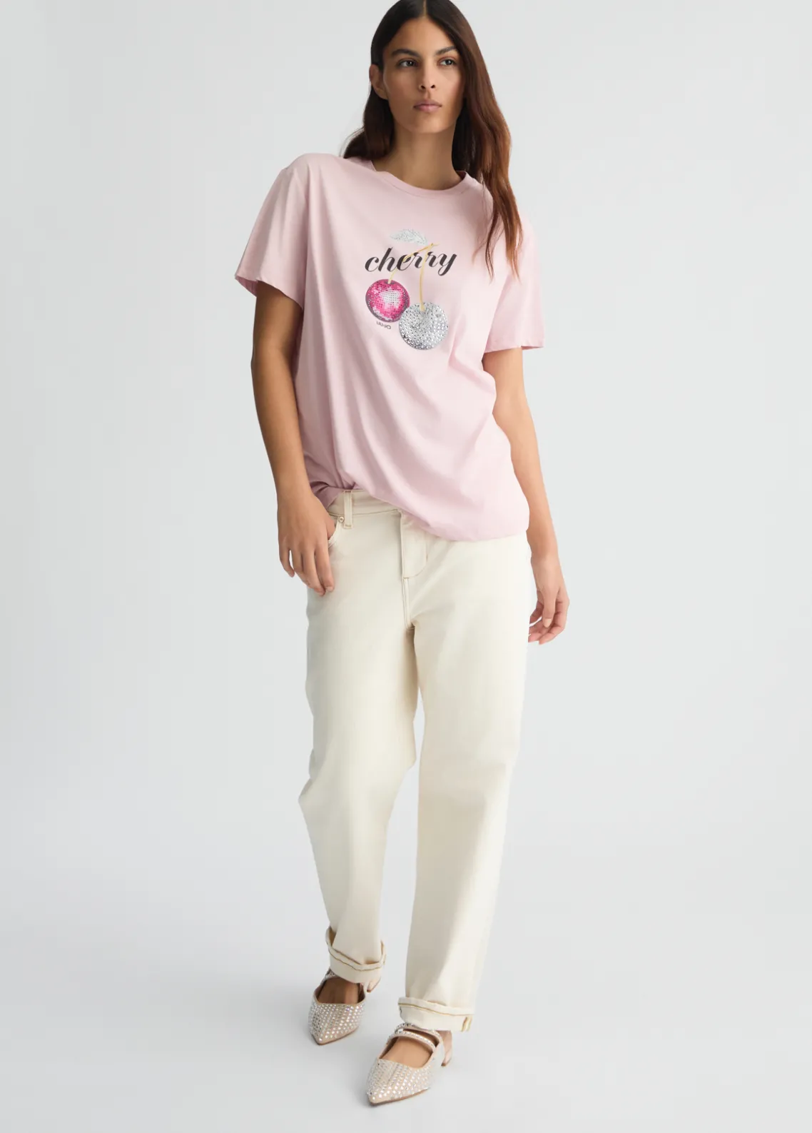 Liu Jo Camiseta con estampado y strass-Mujer Camisetas Y Tops
