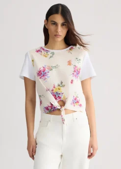 Liu Jo Camiseta con estampado y nudo-Mujer Camisetas Y Tops