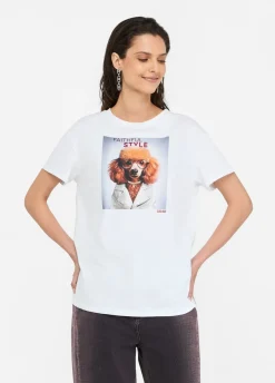 Liu Jo Camiseta con estampado y strass-Mujer Camisetas Y Tops