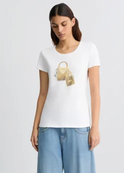 Liu Jo Camiseta con estampado y strass-Mujer Camisetas Y Tops