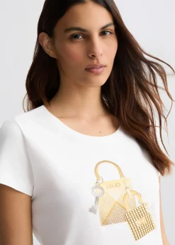 Liu Jo Camiseta con estampado y strass-Mujer Camisetas Y Tops