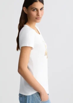 Liu Jo Camiseta con estampado y strass-Mujer Camisetas Y Tops