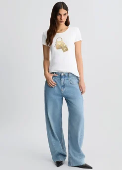Liu Jo Camiseta con estampado y strass-Mujer Camisetas Y Tops