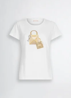 Liu Jo Camiseta con estampado y strass-Mujer Camisetas Y Tops